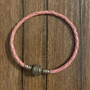 Pink leather Pandora bracelet